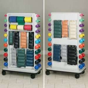 7019 300x300 - Mobile Rack, Holds 64 Cuffs, 22 Dumbbells, 6 Rolls of Bands