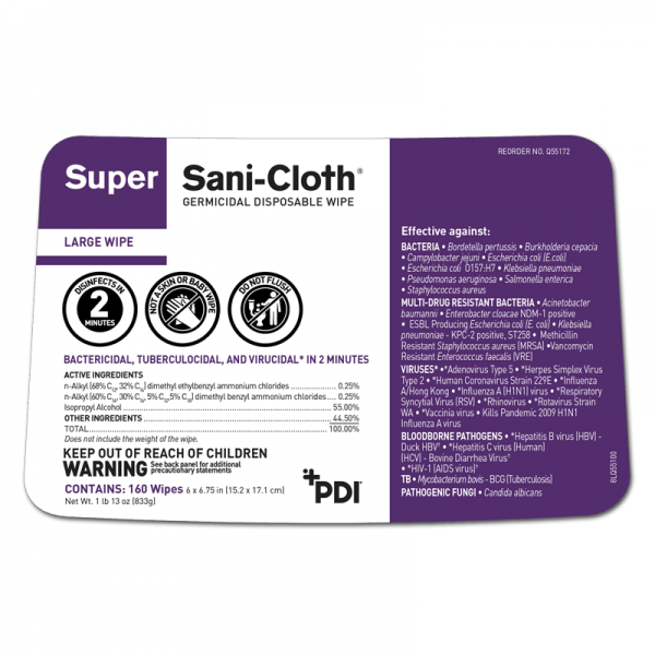 SuperSaniCloth L Can FrontLabel 600x600 - Sani-Cloth 'Super' Germicidal Wipes
