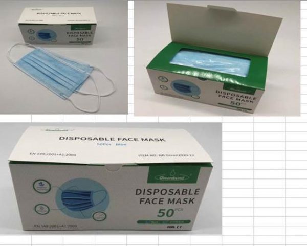 Surgical Masks  600x481 - Face Mask, Disposable, Earloops, Blue Non-Woven Fabric, 50/Box